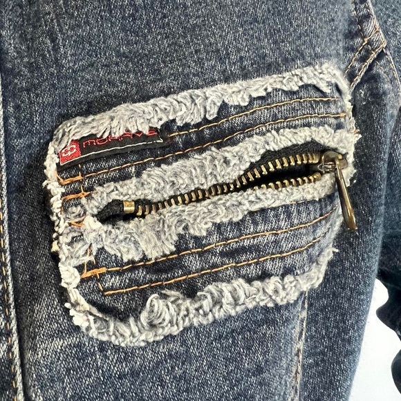 ❌SOLD-DEPOP❌ Y2K Vintage Denim Cropped Collared Jean Jacket - Picture 6 of 7